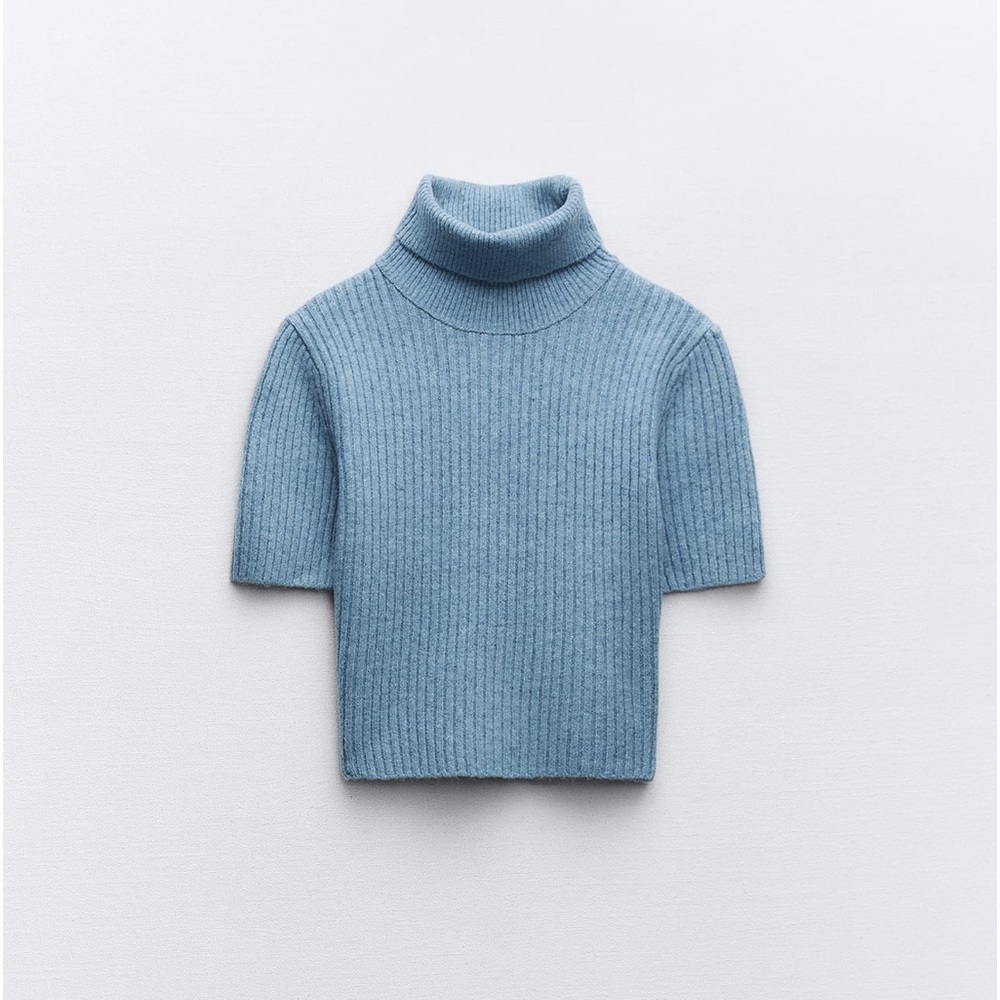 Zara short sleeve ribbed knit sweater